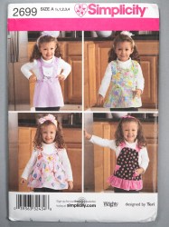 2699 TODDLERS CHILDREN APRONS, HEADBANDS PATTERN 6 MOS-4 UNCUT